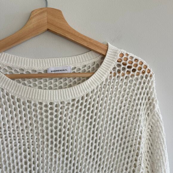 Summersalt The Fishnet Crew Neck Open-Knit Cover Up Swimwear White XS - Picture 5 of 8